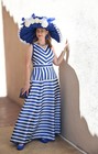 Kentucky Derby Hat Church Tea Party Hat Wedding Hat With Wide Brim Blue White