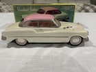 Vintage 1950 Buick Voiture Tin Friction 2 Door Sedan White pink 