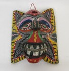Hand Carved Painted Wood Mask Folk Art Bali Wall Decor Sculpture