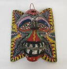 Hand Carved Painted Wood Mask Indonesia Folk Art Bali Wall Decor Sculpture