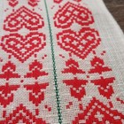 Vintage Embroidered White Red Heart Table Runner Wedding Rustic Country