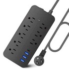 Us Power Strip Surge Protector 8 Ac Outlets 3 Usb Ports   Type C Port 4 Ft Cable