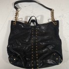 Michael Kors Black Studded Leather Shoulder Bag     Gold Chain Strap Slouchy Tote