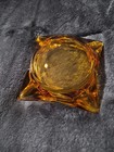Vintage Ashtray Mid Century Amber Square Glass Cigar Cigarette Mcm 