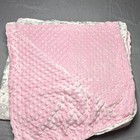 Pink   White Bear Print Baby Blanket  Gray Minky Dot Backing