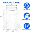 3pcs 98oz Clear Square Plastic Jars  Wide Mouth Plastic Storage Jars With Lid   