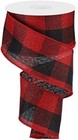 Bulk Lot - Four  4  Rolls Wide Fabric Ribbon  2 5  W X 10 Yd  Red Buffalo Check