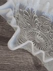 Vintage Clear  Glass Blue Opalescent Ruffle Floral 8  Bowl Table Decor 