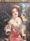 Vtg Budweiser Beer Girl Mirror Arbor Scene 1917 Anheuser Busch Rare Bar Pub Sign