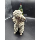 Vintage Relpo Japan White Poodle Dog Planter Ceramic Cracks Christmas Tree