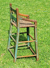 Old Blue Paint High Chair Primitive 1700 s   Early 1800 s - Note  Can Be Shipped