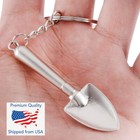 2x Pcs Lot Shovel Gardener Gift Keychain Matte Silver Key Chain Pendant Key Ring