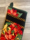 New Handmade Finished Bucilla Poinsettia Tapestry Needlepoint Christmas Stocking