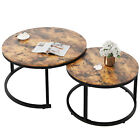 Set Of 2 Nesting Coffee Table Round End Side Table For Small Spaces Living Room