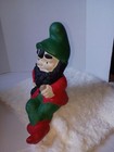 Vtg Hand Painted 9  Lounging Garden Gnome Figurine Plaster Chalkware Vintage