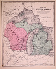 Rare Antique 1853 Map   Great Lakes - Michigan   Wisconsin By Roswell Smith