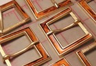 4 Large Fine Italian Metal And Enamel Buckles Gold Topaz Brown Enamel 1-1 8 