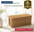 Cable Management Box  Handmade Rattan Cable Organizer With 2 Open Slots  Cord Hi