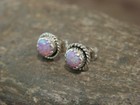 Native American Sterling Silver 1 4  Round Pink Opal Post Earrings By White