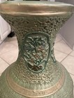 Vintage Chinese Green Cast Of Cinnabar Lacquered 20    Floor Vase W  Landscape