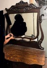 Antique Victorian Tiger Oak Serpentine Dresser  Chest Of Drawers Beveled Mirror