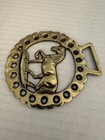 Brass Horse Medallion Antique English Mare Filly Trot Walk Prance Cast Harness