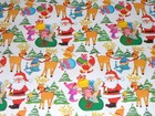 Vtg Christmas Santa Elf Reindeer Toys Tree 1960 Store Wrapping Paper 2 Yards Nos