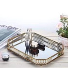 Vintage Gold Mirrored Vanity Tray     Decorative Perfume And Makeup Organize