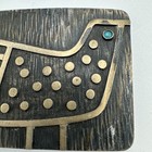 Vintage Native American Silver Turquoise Eye Stamp Bird Brooch 24g