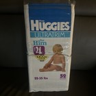 Sealed Bag Of 52 Huggies Baby Steps 4 For Boys Large Vintage Plastic Diapers