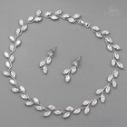 Bridal Wedding Leaf Cz Jewelry Set Clear Cubic Zirconia Necklace Earrings 20038