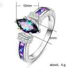 Fashion 925 Silver Jewelry Mystic Topaz Women Wedding Engagement Ring Size 6-10