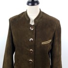 H  Moser Leather Janker Womens Sz 40 Brown Leather Embroidered Costume Jacket Blazer