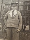 Wwi Rppc British Wounded Soldier Hospital Blues Cane Cap Badge Postcard