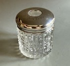 Antique English Sterling   Cut Glass Vanity Jar  Chester 1944