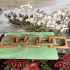 Hand Carved Wood Chain 5 Links Folk Art Sculpture Tramp Art Wooden Chain Decor