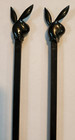 Playboy Vintage Swizzle Sticks Drink Stirrers Set Of 2 Black Bunny Heads 8 