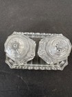 Vintage Pressed Glass Salt  pepper Shakers Set With Matching Glass Trey