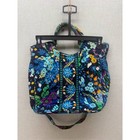 Vera Bradley Floral Quilted Cotton Tote Bag Blue Crossbody Handbag Large