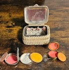 Vintage 1920s Antique Compact Makeup Mirror Lot   Rouge Brass  Silver Tone   Box