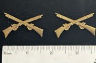 Pair Spanish American War Officer False Embroidered Crossed Rifles Collar Insig 
