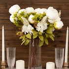 White 2 Bouquets 19  Silk Peony Flowers Artificial Floral Bushes Party Events