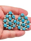 Vintage Navajo Native American Sterling Silver Turquoise Earrings Signed T