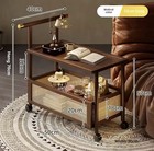 Sofa Side Table  Antique Style Tea Table  Mobile Tea Table  Solid Wood Tea Cart