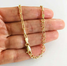 925 Solid Sterling Silver   14k Gold Plated Paperclip Anklet Bracelet  11  - Ea1