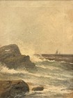 Antique Oil On Canvas Seascape By D  A  Fisher  American