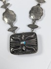 Rare Vtg Estee Lauder Silver Tone Metal Concho Youth Dew Solid Perfume Necklace