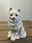 Vintage 6  Artmark Ceramic Long Haired White Kitten cat Figurine 