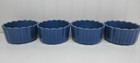 Pioneer Woman Colette Scalloped Ramekins Blue Stoneware 4pc Set 4in New