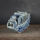 Chinese Yuan Blue And White Porcelain Dragon Pattern Boat Shape Ornament 5 7 